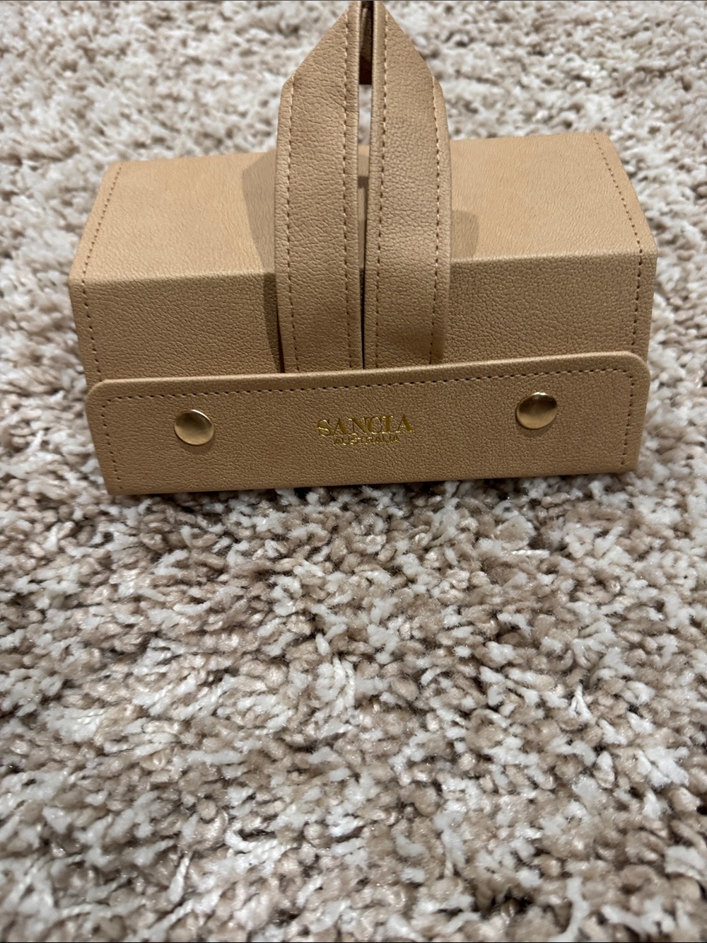 SANCIA Beige Sunglasses Case - Protective Leather Travel Holder